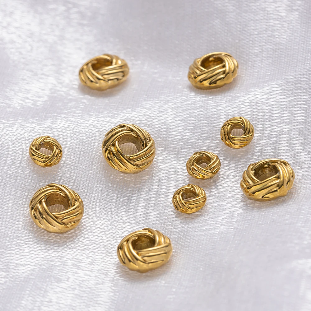 10 Stück Edelstahl Gold Runde Blumen-Weave-Armbänder Perlen Abstandshalter für DIY Halsketten Schmuckherstellung Zubehör – Detail 6