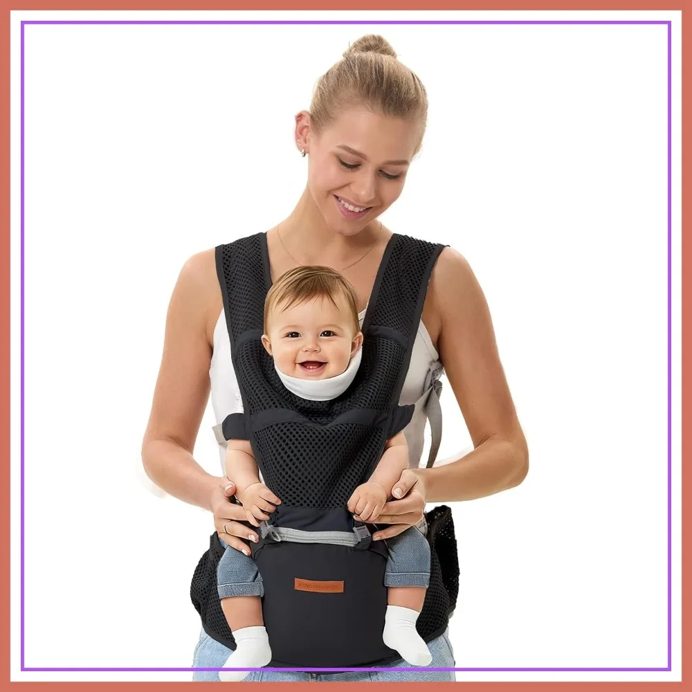

6-in-1 Ergonomic Baby Carrier with Breathable Mesh, M-Position Seat, 7-45 lbs, Fits Waists to 47.6 in
