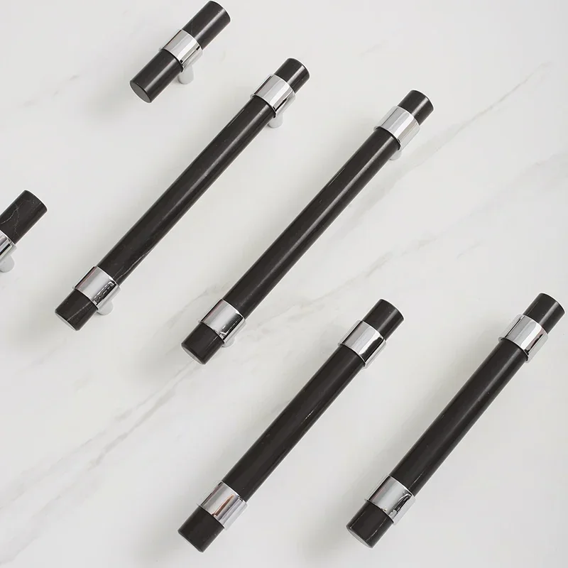NordicLuxury Wardrobe Shoe Cabinet Door Drawer Furniture Long Handle Original Natural White/Black Marble Pure Brass Small Handle