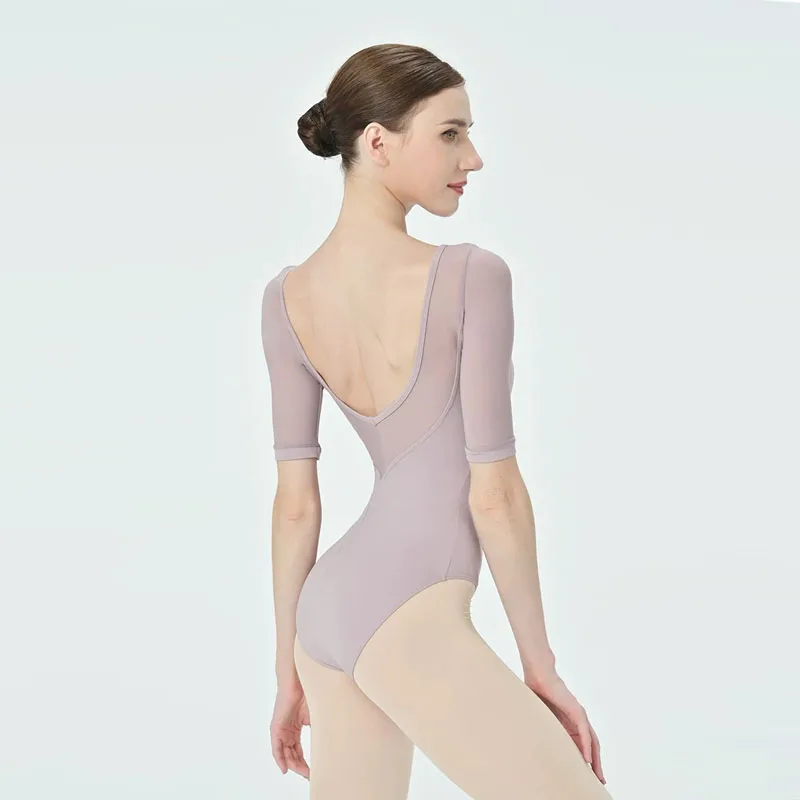 

Half sleeve Ballet Dance Leotard for Women Adult Elegance Daily Practice Yoga Jumpsuit large back adult Comfortable Dance Cloth