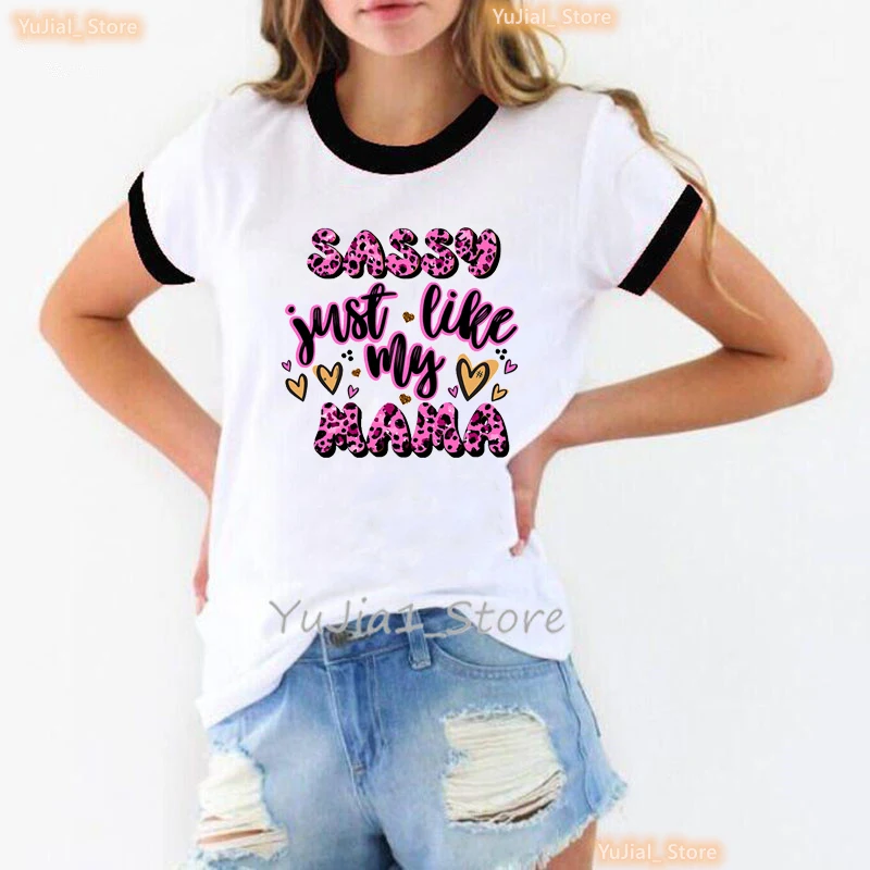 Leopard Sassy Just Like My Mom Graphic Print T Shirt Women Over Stirhulated Moms Club Tshirt Femme Summer Short Sleeve T-Shirt