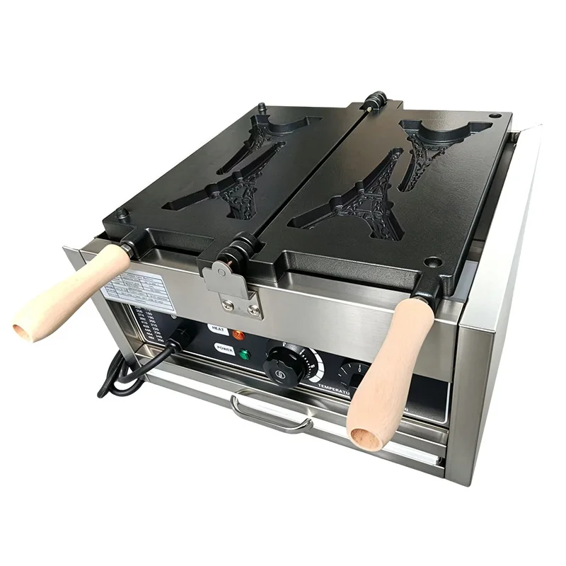 Professional Electric Paris Tower Shaped Waffle Maker Machine Digital Customized Waffle Maker Baker for Commercial