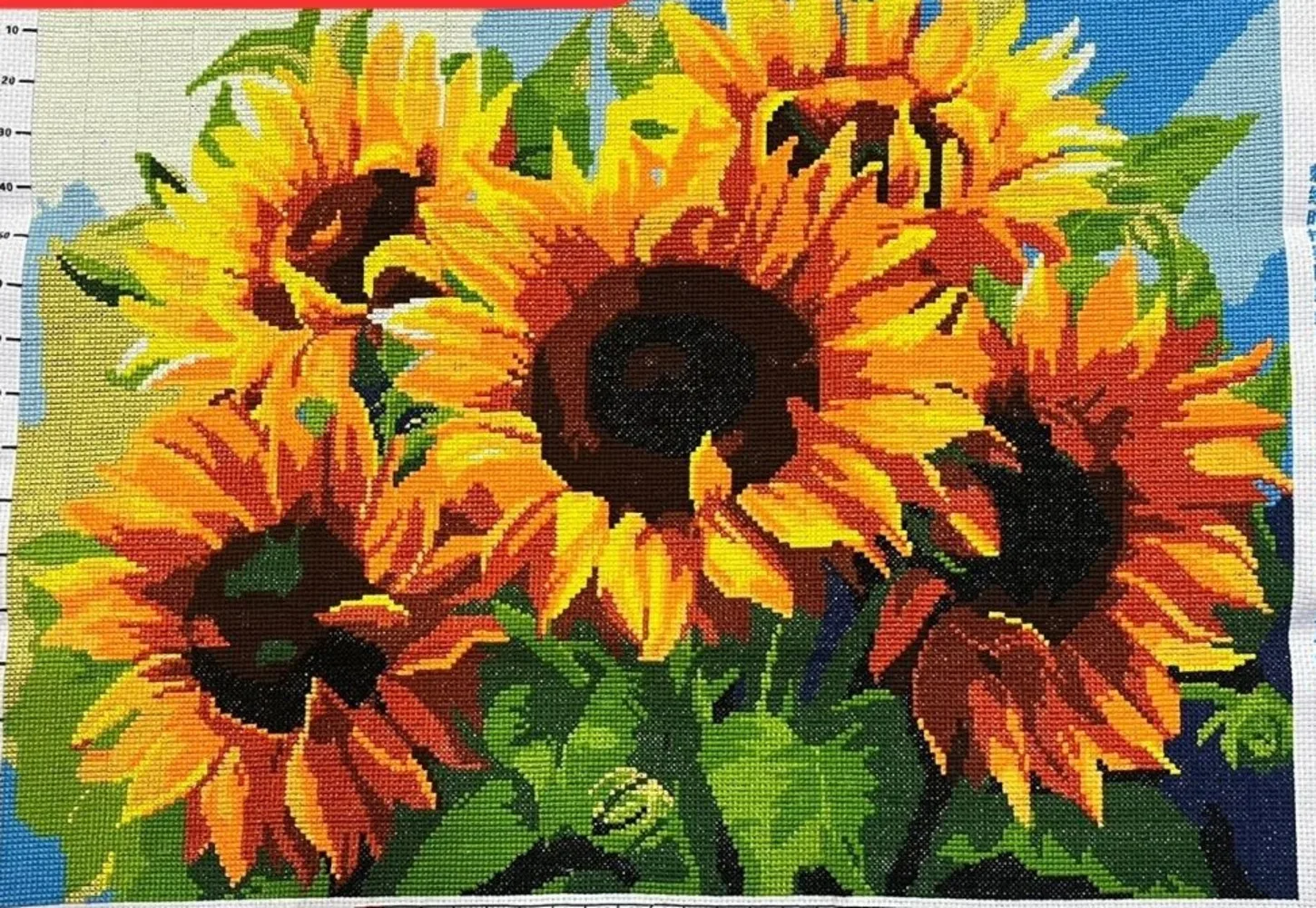 Handmade cross stitch products are flourishing, with sunflowers, plants, and flowers all fully embroidered