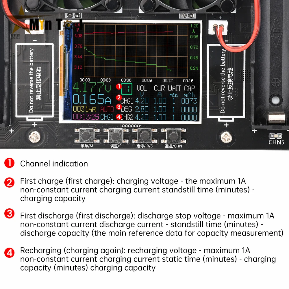 8-kanałowy moduł testera pojemności baterii litowej 18650 MAh MWh Cyfrowy moduł testera detektora mocy baterii typu C