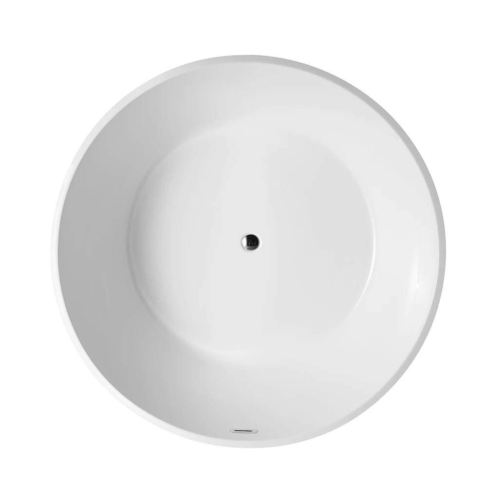 

Modern Indoor Round Bathtub Freestanding Acrylic White Bathtub Modern Stand Alone Soaking Bath Tub