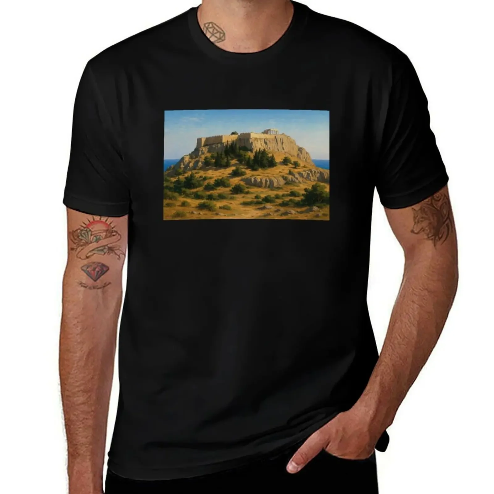 

The Lindos Acropolis T-Shirt Man t-shirt blacks animal prinfor boys vintage anime shirt mens plain t shirts