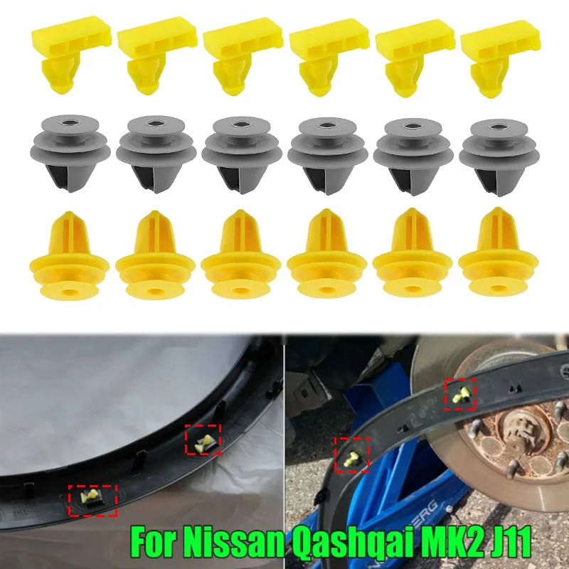

18PCS/Set For Nissan Qashqai J11 76847JG00A 768474EA0A Wheel Arch Flare Trim Moulding Clips Front Rear Wing Moulding Retainer