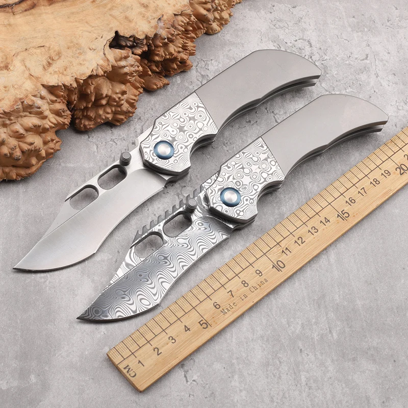

VG10/Damascus Steel Titanium Alloy Handle Folding Knife Outdoor Camping Play Self Defense Portable Tool