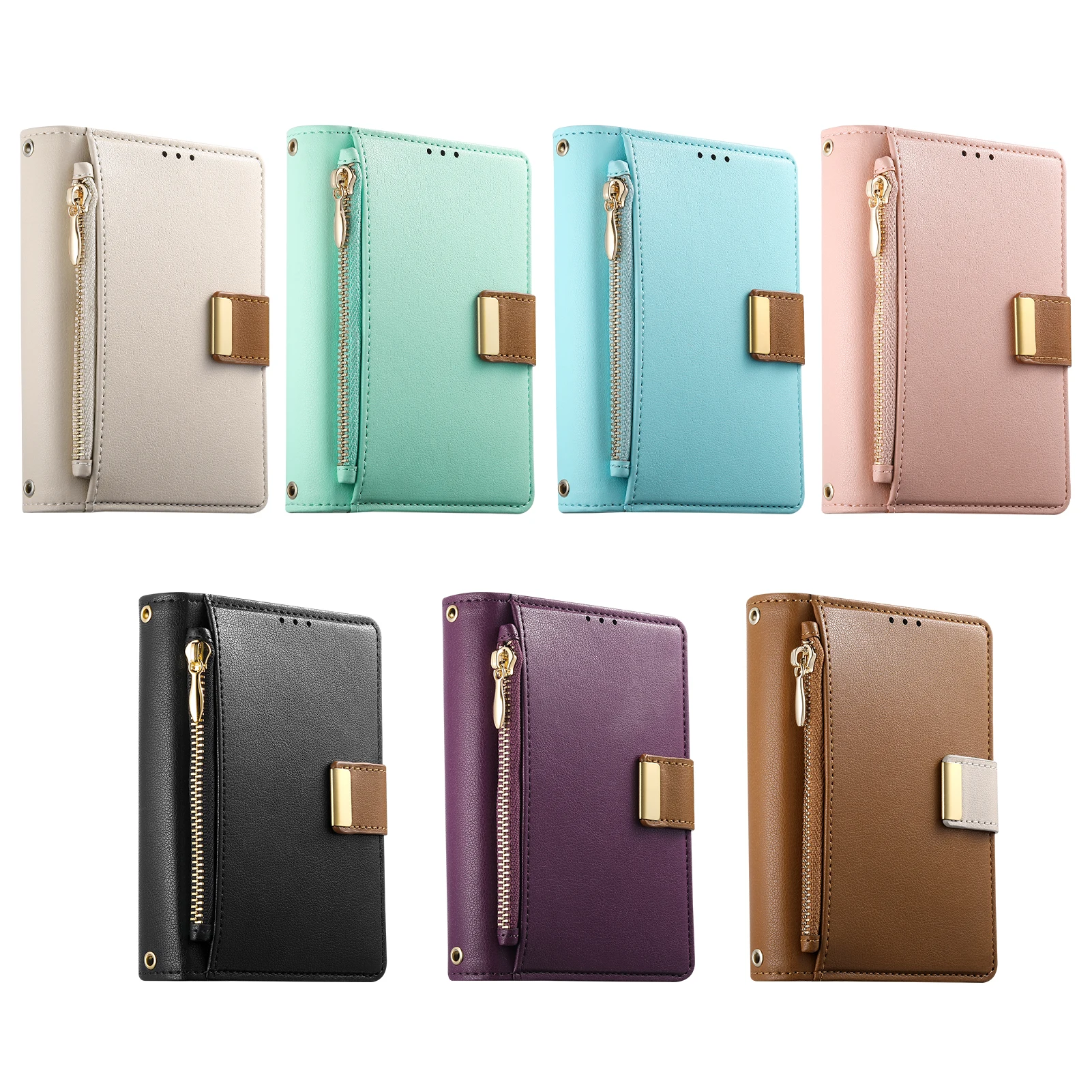 Simple Zipper Flip Multi Card Slots Wallet Leather Phone Case for iPhone Ultra 18 Fold Wide Shockproof Stand Skin Feel Cover view 6