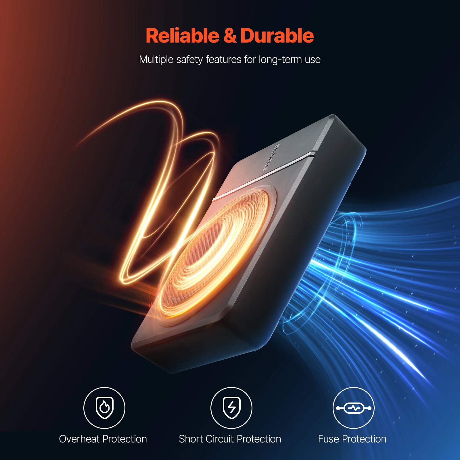 SucceBuy 8 "Subwoofer Mobil Bawah Kursi Sub Audio Profil Rendah Amplifier Bawaan Pengontrol Volume Input Tingkat Tinggi/Rendah untuk SUV/Mobil