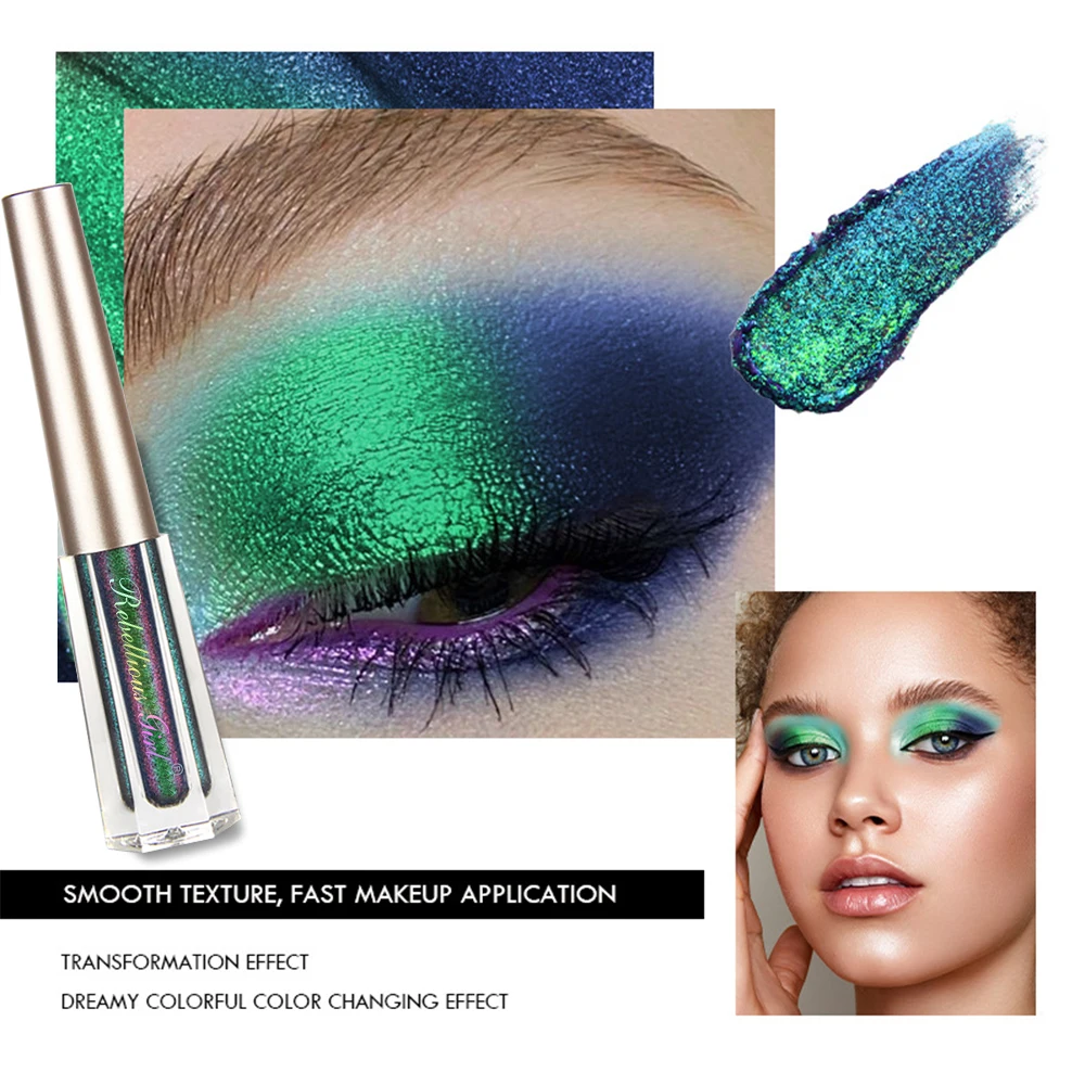 6 Color Chameleon Liquid Eyeshadow Glitter Film Forming Fast Drying Eye Makeup Color Changing High Pigmented Eye Party Cosmetics