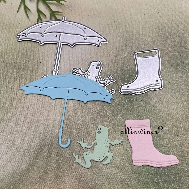 Frog umbrella rain boots Metal Cutting Dies Stencils Die Cut for DIY Scrapbooking Album Paper Card Embossing