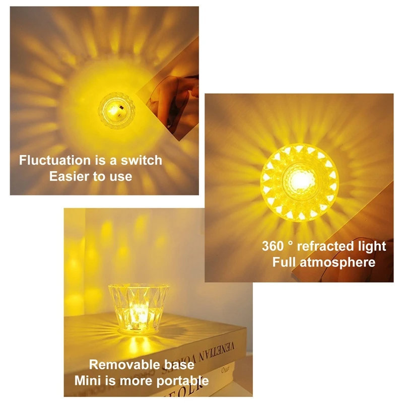 โคมไฟคริสตัลตั้งโต๊ะขนาดเล็ก1ชิ้น, โคมไฟตั้งโต๊ะเพชรโปรเจคเตอร์หลอดไฟ LED ไฟกลางคืนไฟข้างเตียงตกแต่งห้องนอน