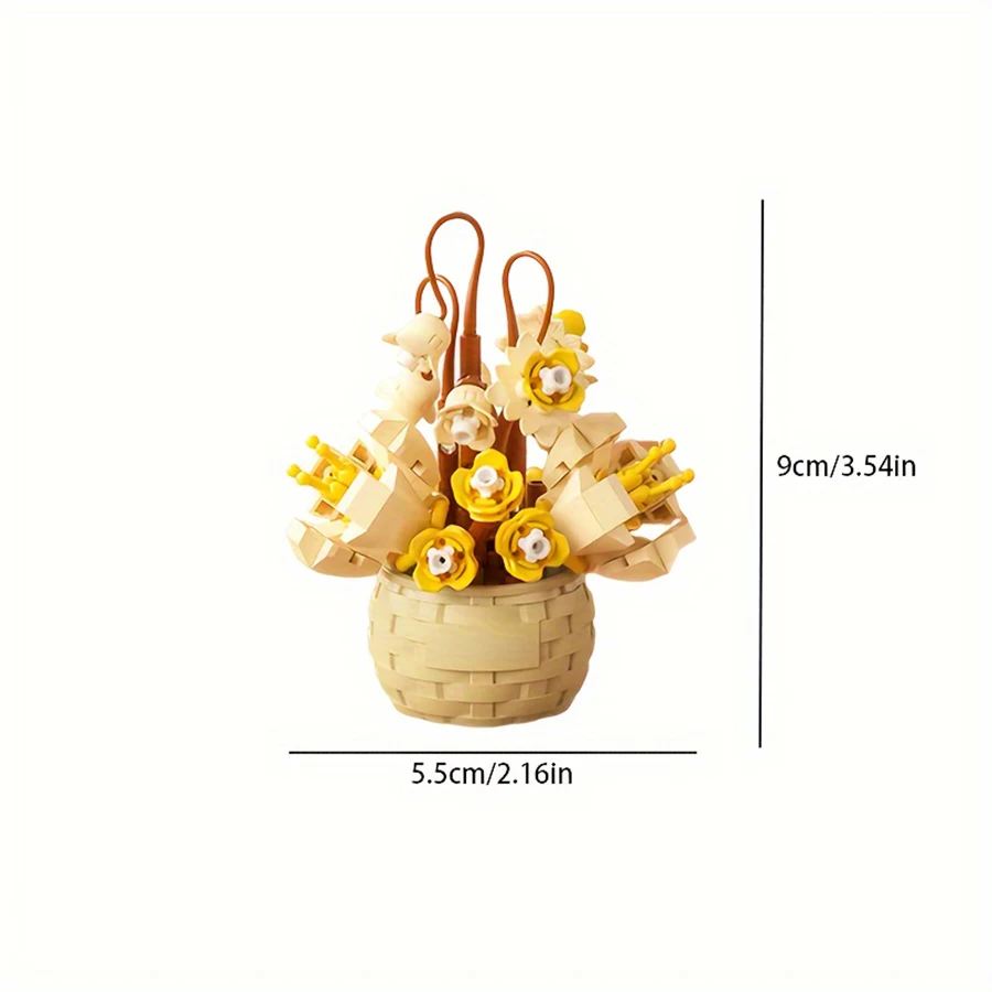 Beautiful potted flower building blocks - ABS resin bonsai. Cute little potted flowers and beautiful desktop decorations.