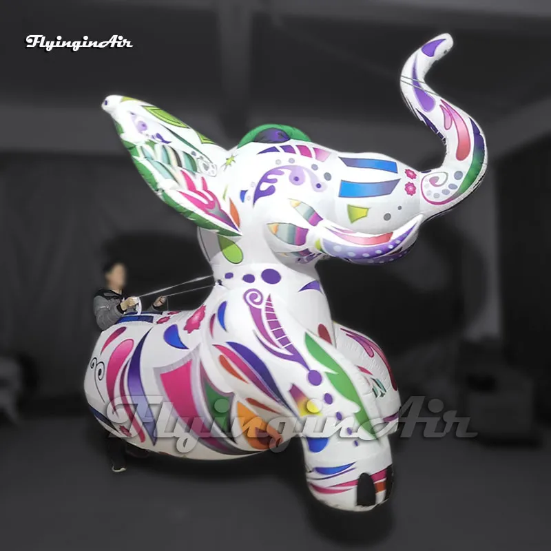 

Funny Giant Colorful Walking Inflatable Elephant Costume Controlled Blow Up Parade Animal Mascot Balloon For Stage Show