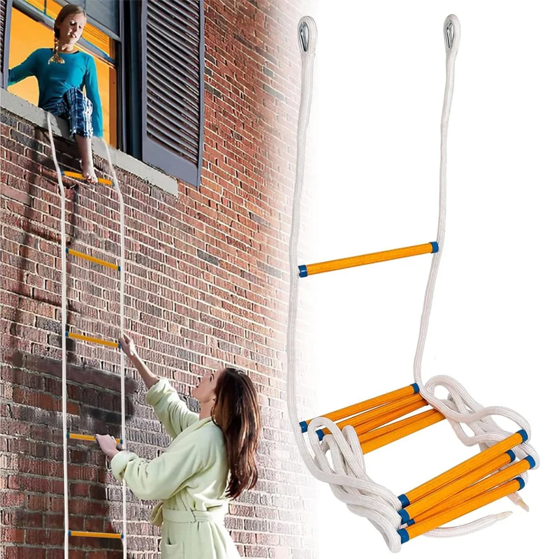 High Strength Nylon Rope Ladder Portable Emerncy Rescue Fire Escape Ladder for Security Protection  Fire Escape Ladder