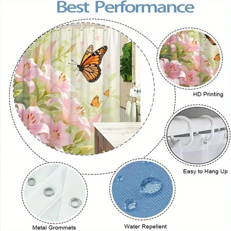 ~O~1 قطعة ستارة دش أرانب بيضاء - بيض عيد الفصح، سماء ليلية مرصعة بالنجوم، أوربس متوهجة، بوليستر، 70.8 × 70.8 بوصة، 12 خطافًا #4