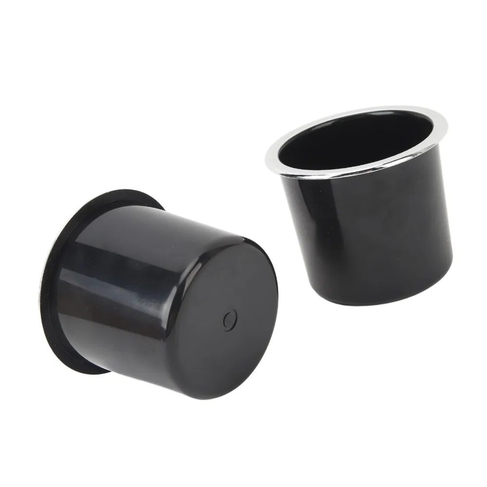

2 Pcs Recessed Black Cup Holder with Silver-plated Edges 2.87 Inch Can Holder 73mm Drink Holder Yacht