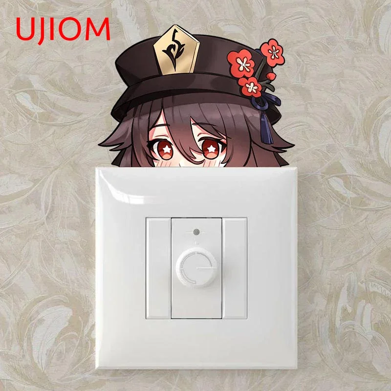 UJIOM 13cm X 9.5cm Game Genshin Impact Peeker Wall Sticker Amusing Switch House Decal Creative Mural Art Home Decoration