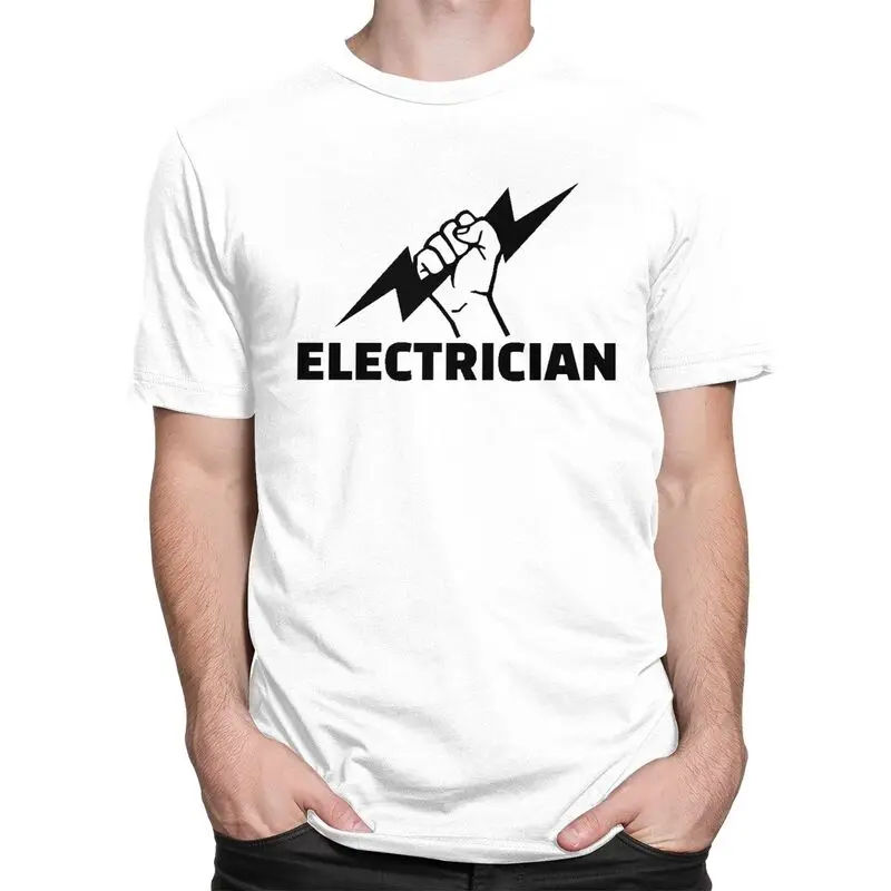 Custom Electrician T Shirt Homme 100% Cotton Tee Engineer Electrical Power Tshirt Short-Sleeve Novelty T-shirt Merch