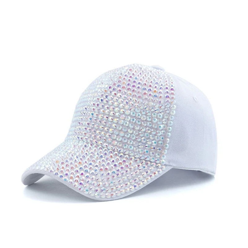 Ponytail Hat for Women Rhinestones Baseball Long Brim Summer Sun Hat Outdoor Sports Hat Skin Friendly Lady PeakCap