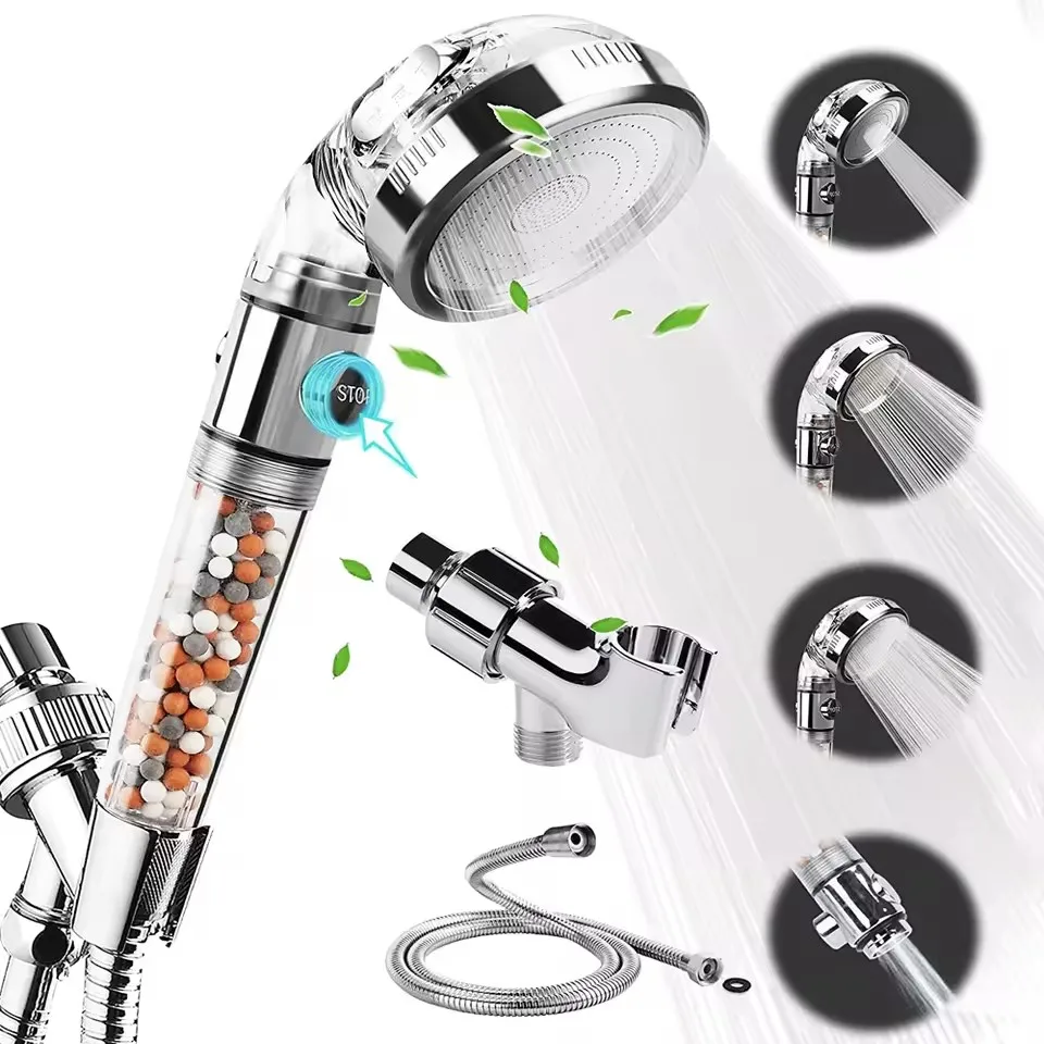 

3-режимные минеральные шарики, душевая насадка высокого давления с переключателем включения/выключения, водосберегающий фильтр, ручные душевые насадки, аксессуары для ванной комнаты