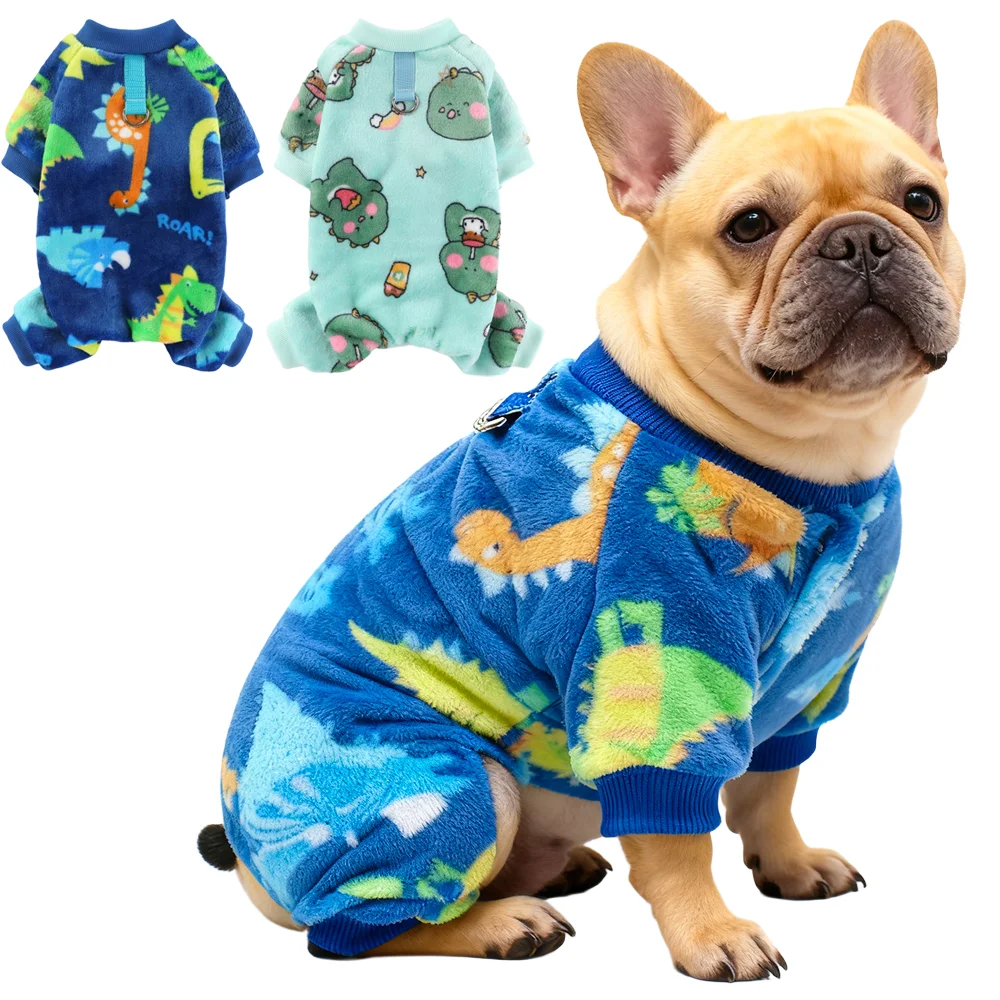

Dog Pajamas Fleece Puppy Sweaters for Small Medium Dogs Girl Boy Soft Warm Winter Pet Dinosaur Jumpsuit Christmas Costume