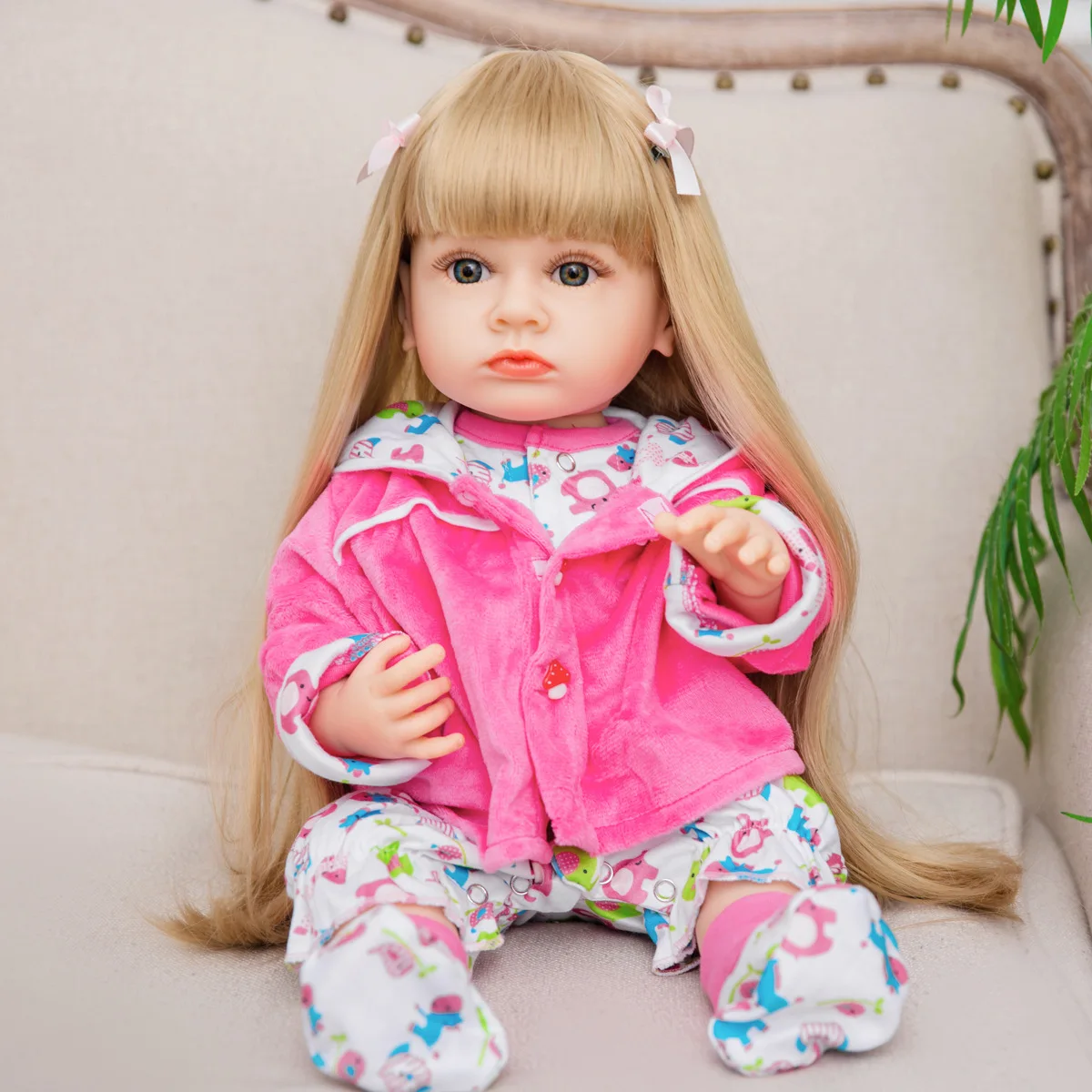 55cm Little Phoenix Fairy Blonde Girl's Moon Sister Doll Simulated Baby Rebirth Doll