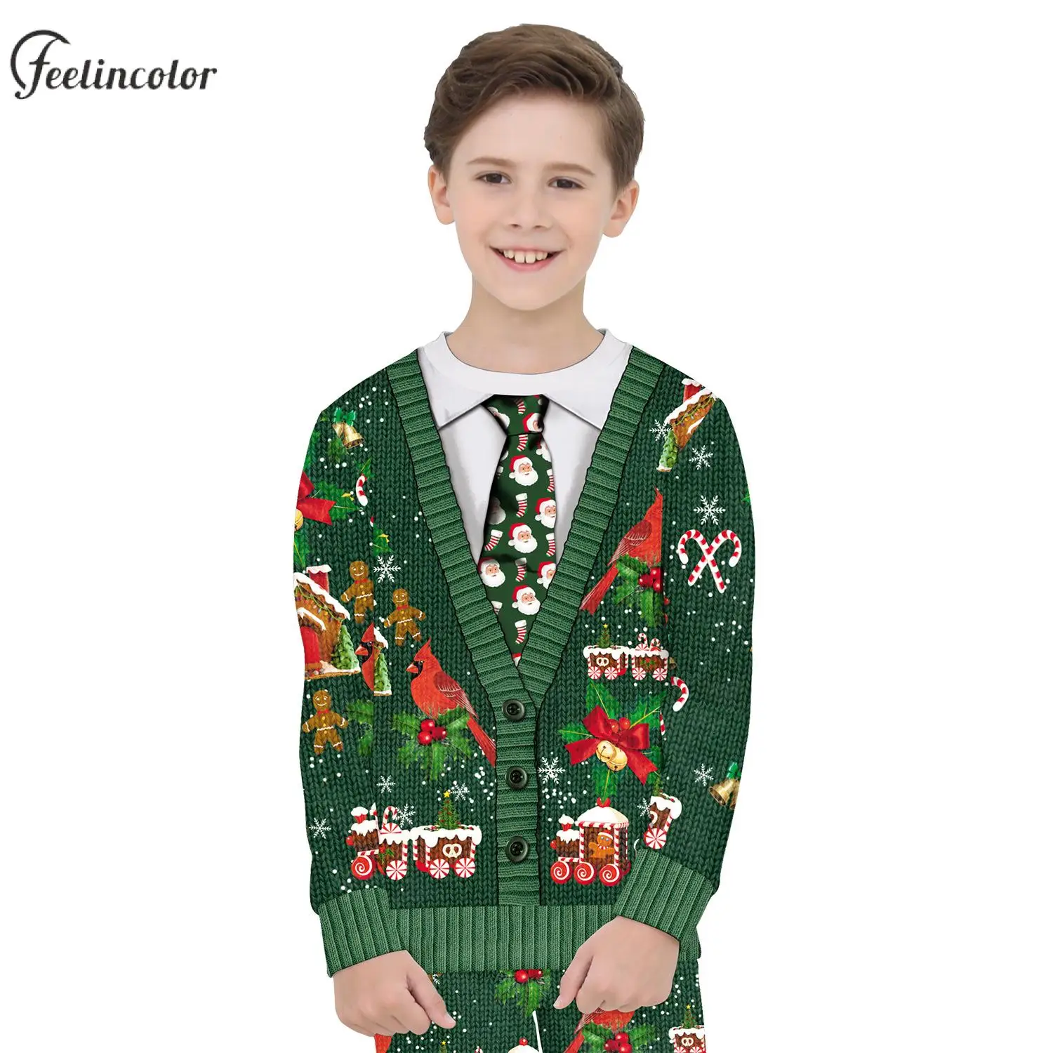 Green Ugly Christmas Sweatershirt for Kid Crewneck Tracksuit Vintage Graphics Streetwear Xmas Child Pullover Autumn Clothing