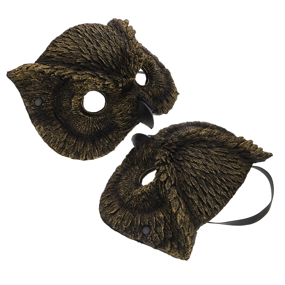 

2 Pcs Owl Mask Animal Masquerade Half Face Costume Make up Boys Halloween Masks for Woman Pu Foam Adults