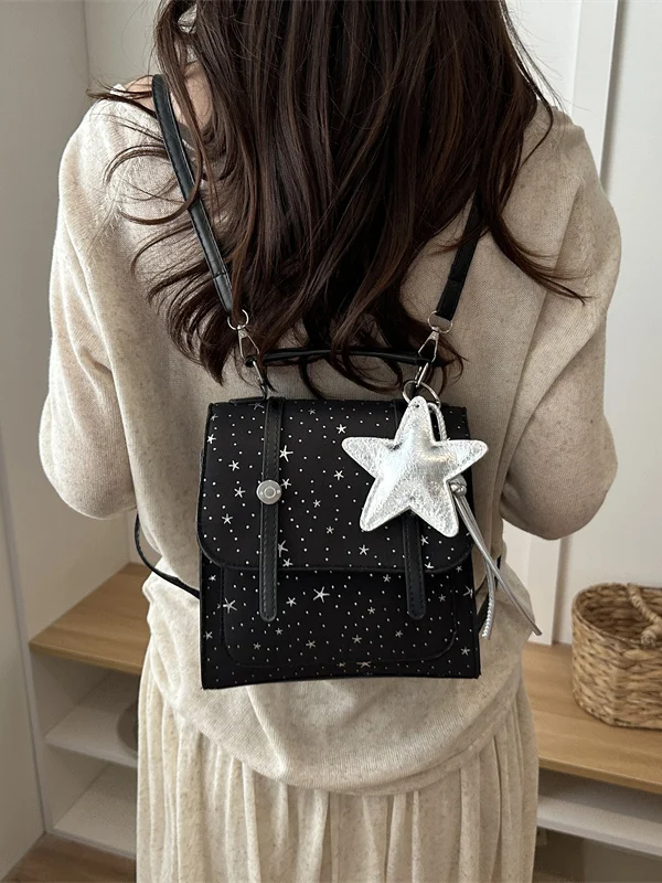 Korean Style Polka Dot  Fashionable Shoulder Bag Women's Handbag Casual Daily Use Soft Backpack Bucket Shape Light Waterp...