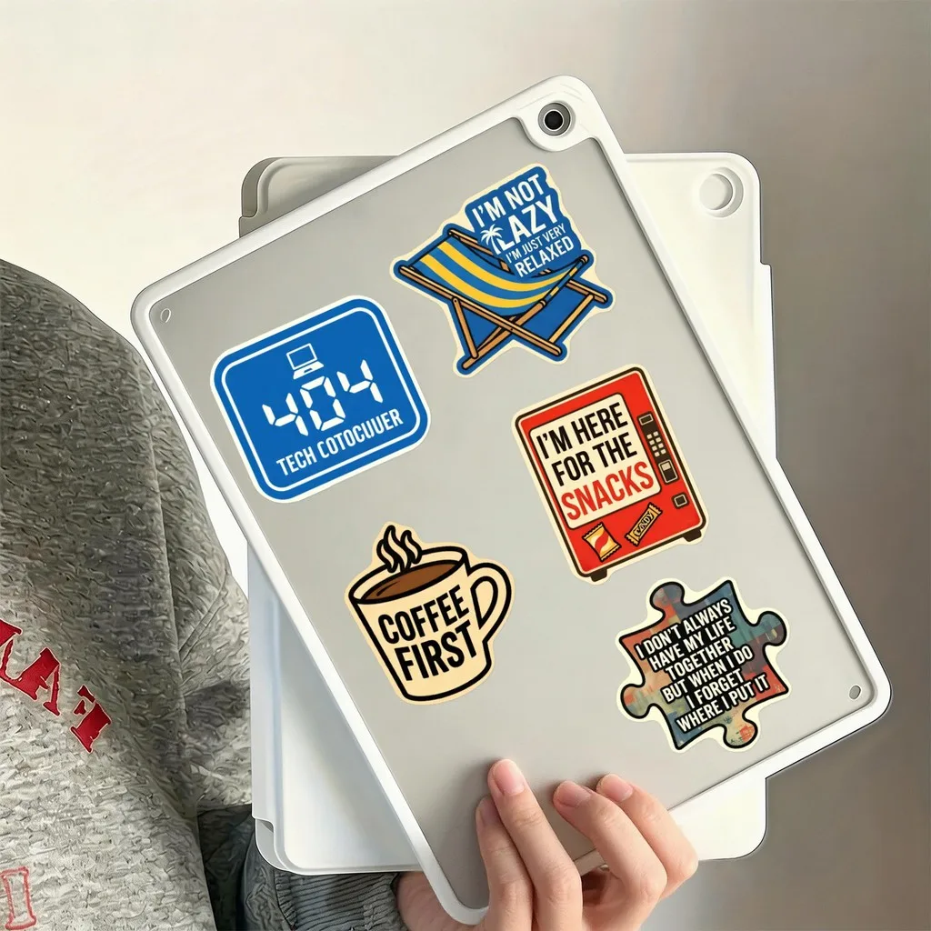 50 Stück Kreative Textaufkleber, Lustige, Verständliche Büroarbeiter-Slogan-Aufkleber, Wasserdichte DIY-Deko für Notizbücher, Papierwaren, Pop Stores – Detail 7