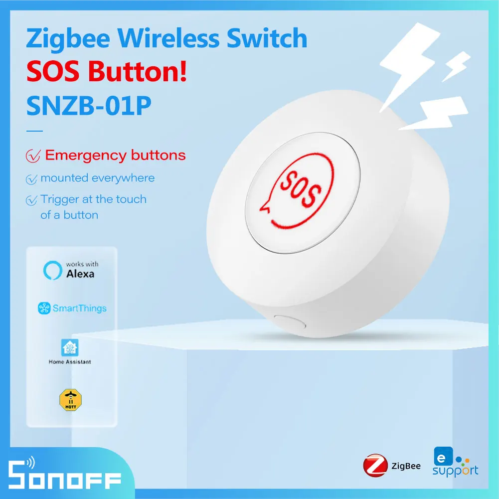 Sonoff Zigbee scene Switch SNZB-01P SOS Emergency Button On/off Light Switch One Key Alarm DIY smart home With zbbridge pro host