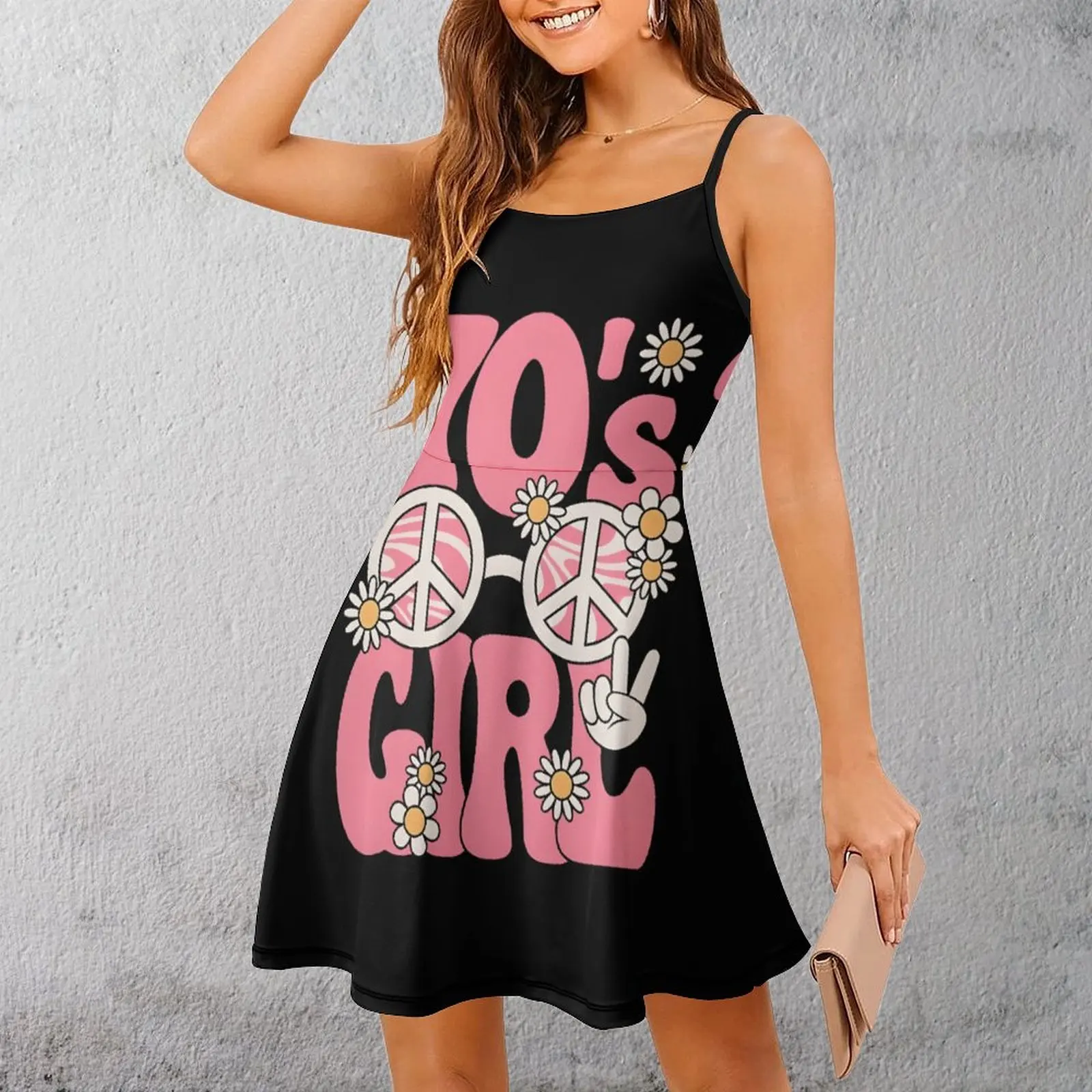 

Женское платье на бретельках с изображением ромашки для девочек 70-х годов, платья для ботаников, милая экзотическая женская одежда для отдыха