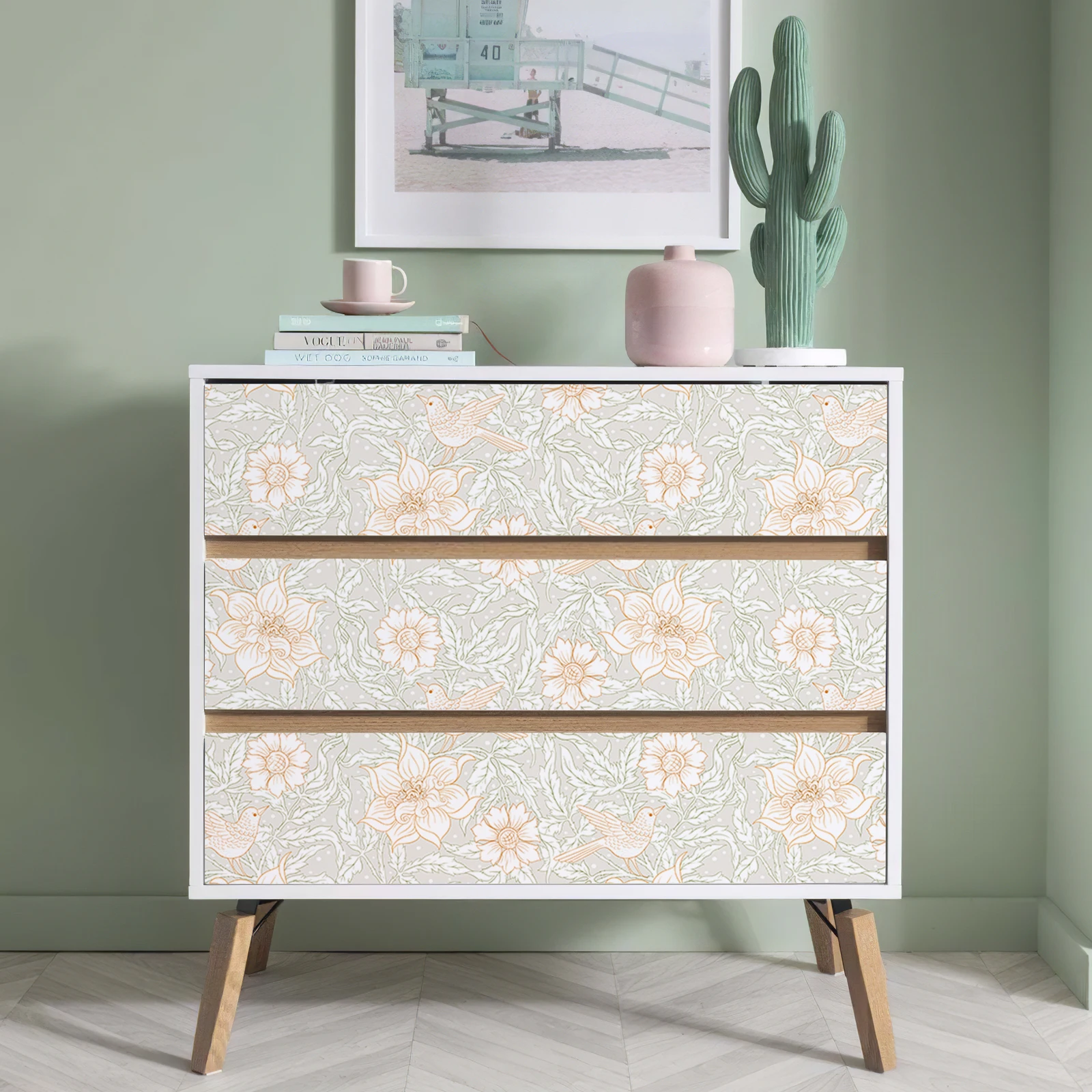 

Обои с милой птицей и цветком, самоклеящиеся водонепроницаемые обои, украшение для спальни, дома, съемные ПВХ, съемные наклейки на стену