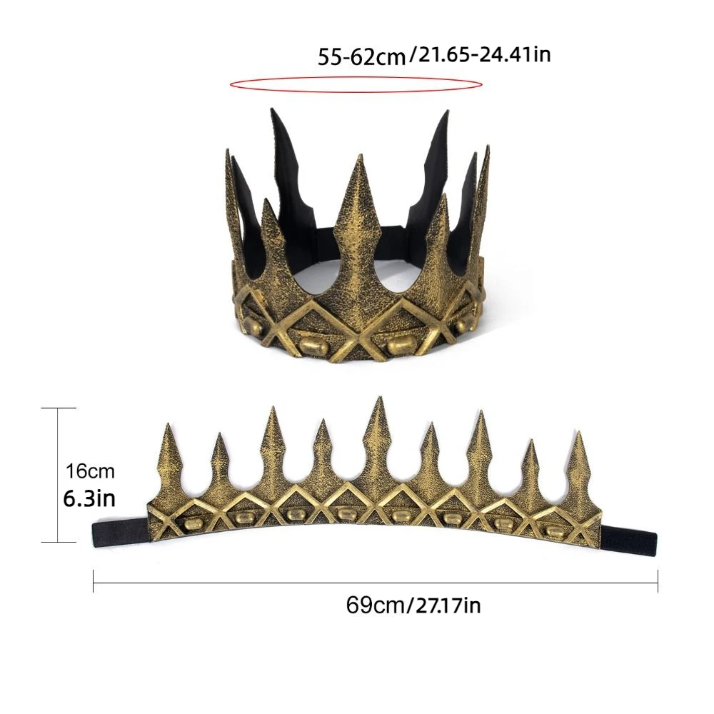 Corona de rey Vintage, decoración de fiesta Medieval, tocado de Cosplay, accesorio de rendimiento, diadema de bruja, diadema para hombres, accesorios para el cabello