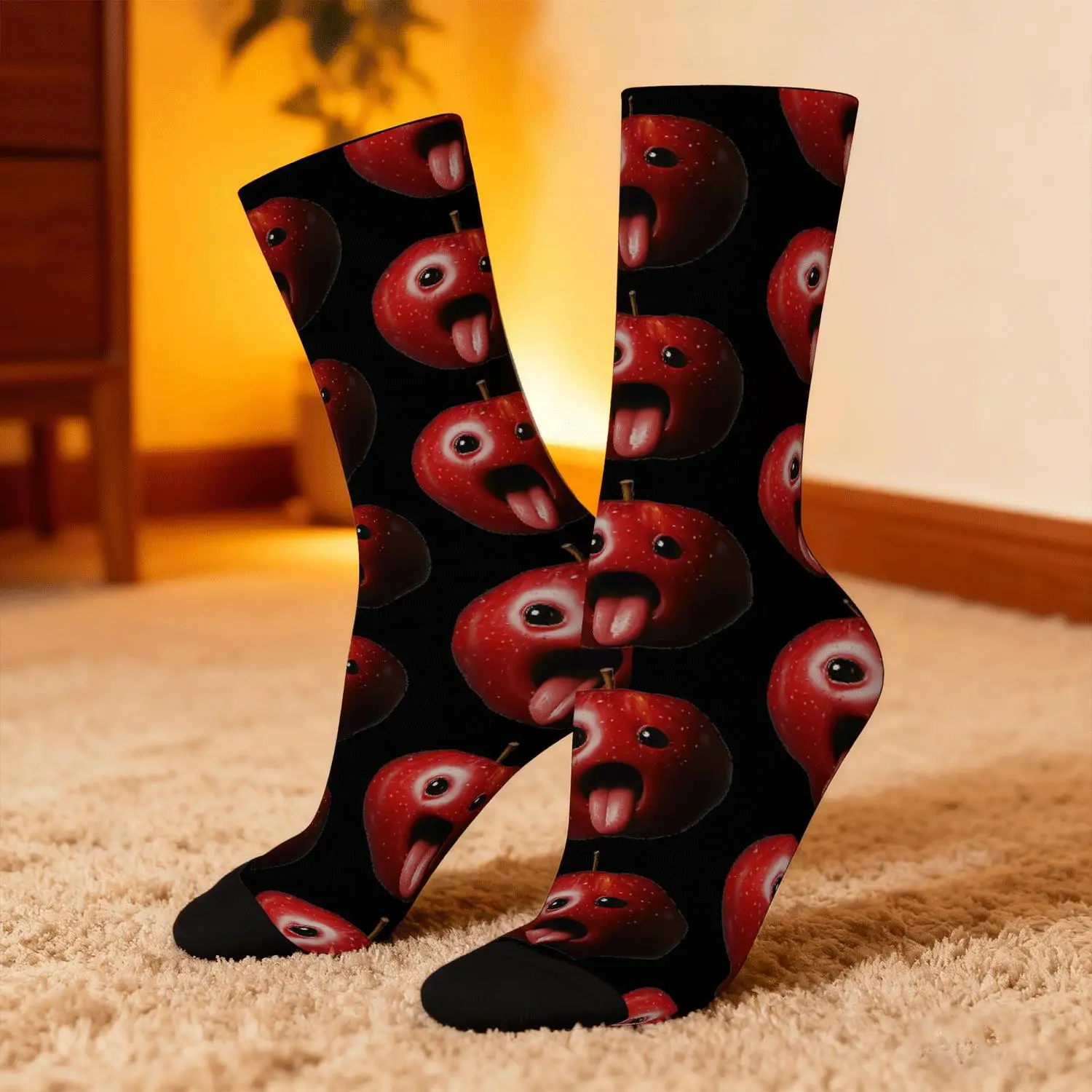 Silly Apple Gen Z Meme Breathable Casual for Themed Outfits Socks, Sports, Stylish And Suitable for Daily Wear, Unisex Printed