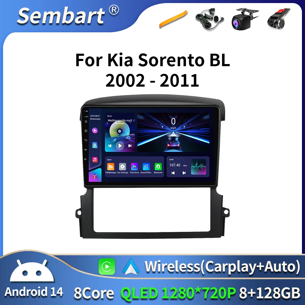 

Android 16 Carplay Auto 2K Screen Car Radio Multimedia Player For Kia Sorento BL 2002 - 2011 DSP 2din Autoradio Stereo Head Unit