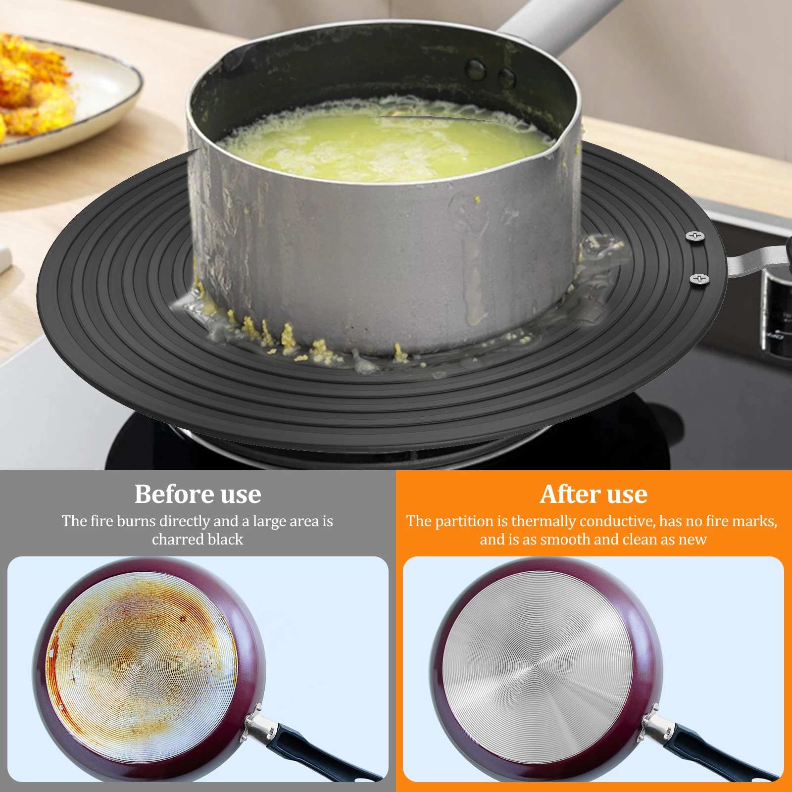 Induction Adapter Plate Double Sided Heat Diffuser Plate with Handle Non Slip Heat Conduction Plate Aluminium Alloy Heat