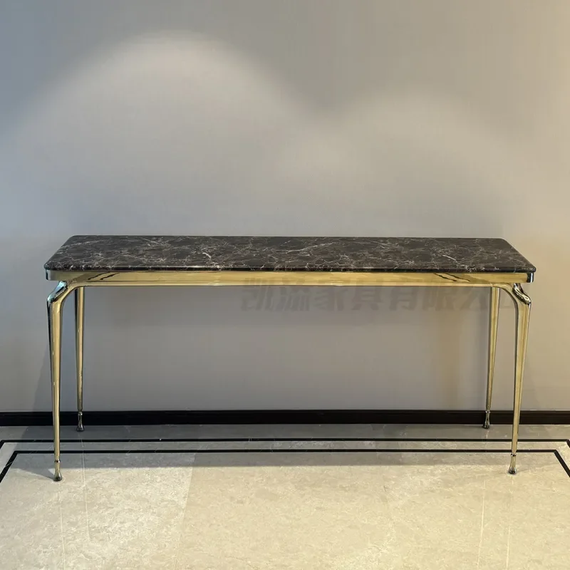 Marble Entrance Table for Modern Hallway 304 Stainless Steel Rectangular Console Table New Chinese Style Light Luxury