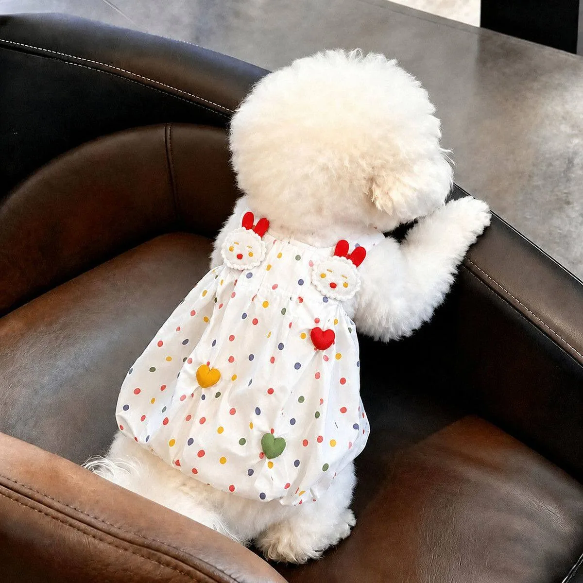 Summer Polka Dot Dog Dress Suspender Vest Cute Rabbit Print Soft Breathable Lightweight Maltese Small Dogs Pet Clothes Hot New view 4