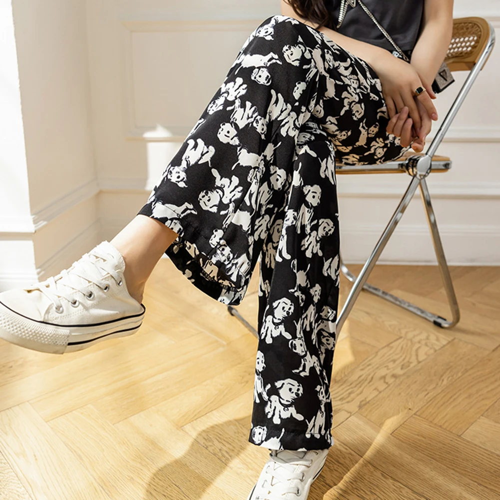 

Black And White Loose Casual Trousers Wide Leg Pants Suitable For Multiple Seasons Versatile For Home And Club