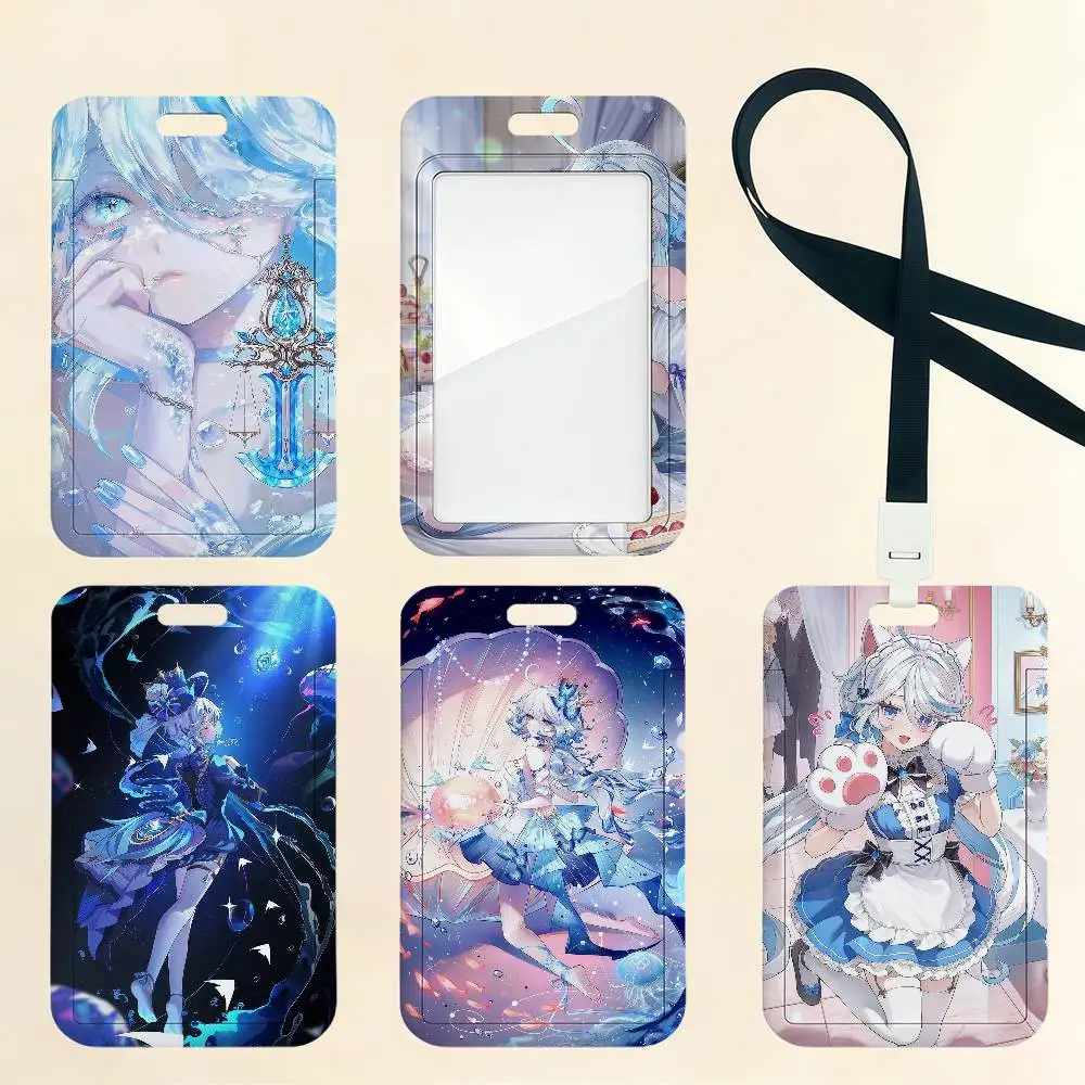 Genshin Impact Furina De Fontaine Card Holder Cardcase Bus Subway Work Permit Student Lanyard Neck Straps Badge Holder Door Card