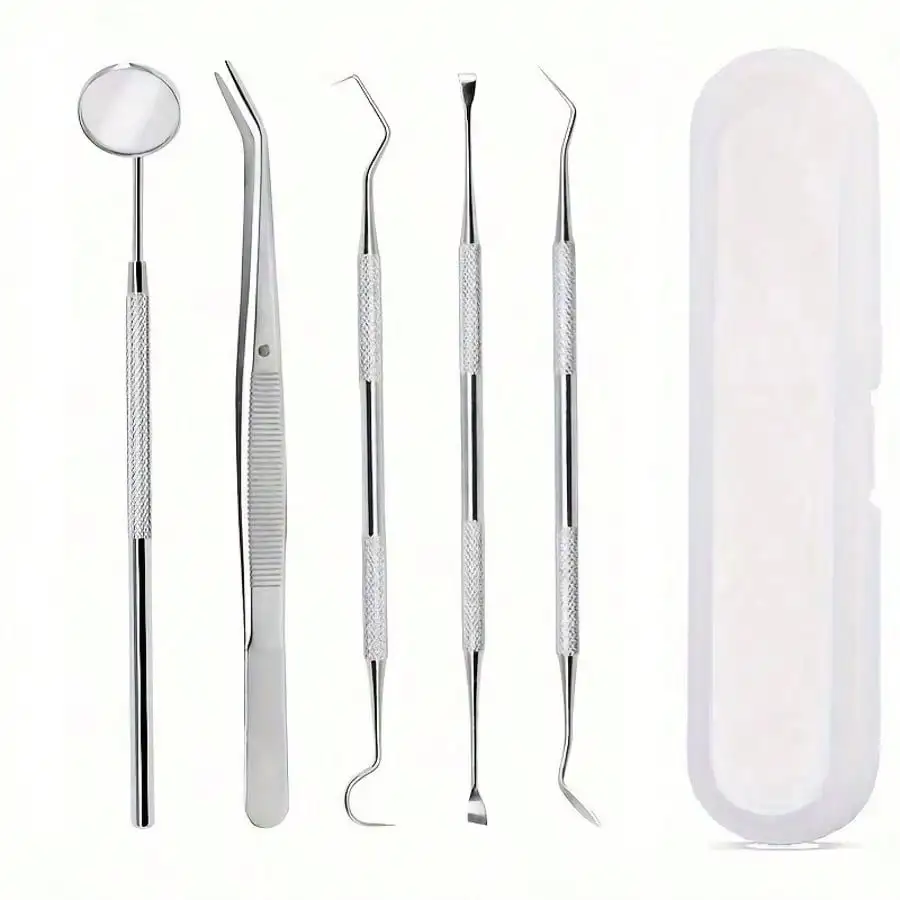 Professional Stainless Steel Dental Hygiene Kit, Teeth Cleaning & Whitening Tools with Storage Case