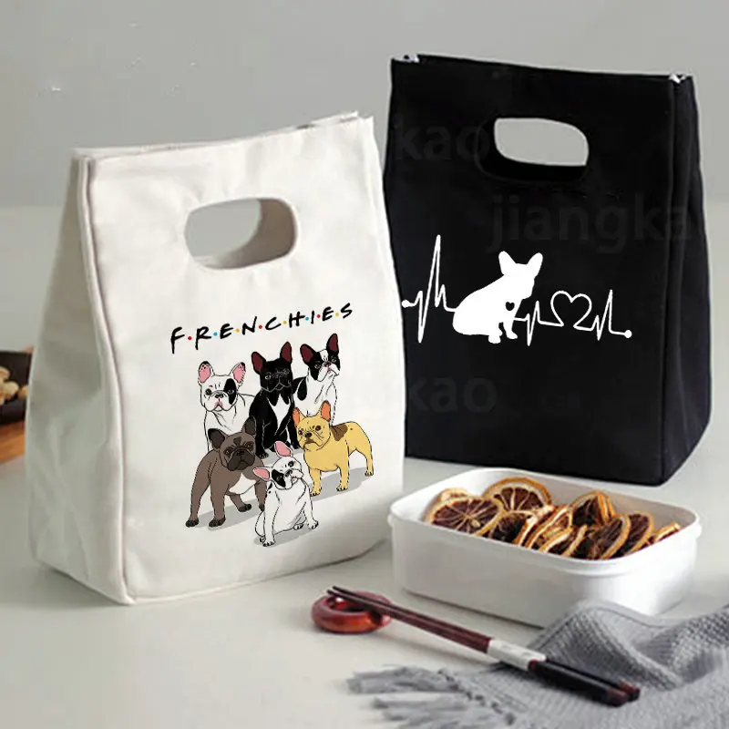 French Bulldog Print Portable Lunch Bag New Thermal Insulated Box Tote Cooler Handbag Bento Pouch Dinner School Food Storage Bag