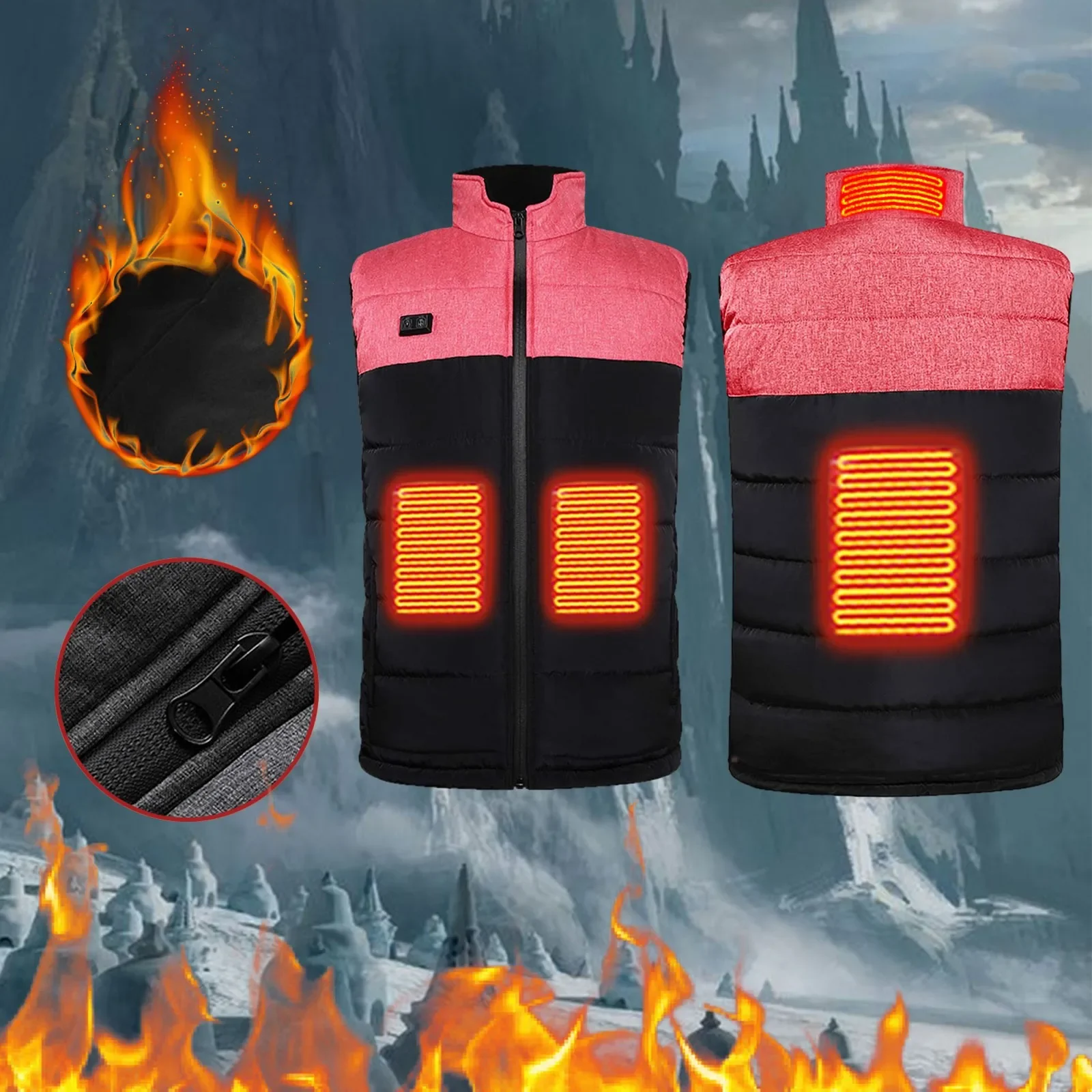 

4 Zones Electric Heated Vest Samrt Temperature Control Graphene Men Women Clothe Intelligent Heating Thermal Korea Style