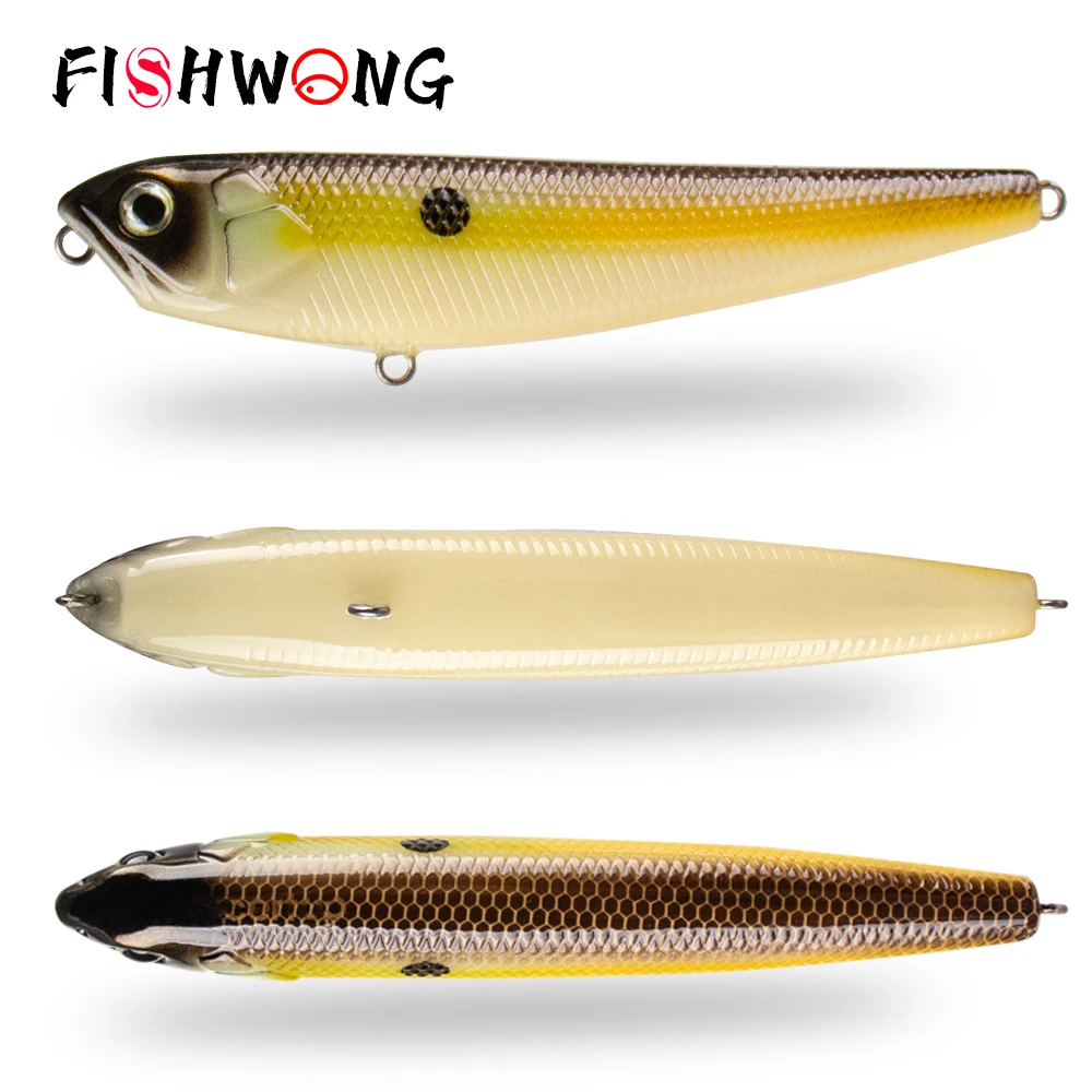 FISHWONG 2 قطعة Topwater قلم رصاص الصيد إغراء 8.5 سنتيمتر 8.3 جرام العائمة الشفاه أقل أسماك الطعم الاصطناعي الصلب معالجة لصيد الأسماك