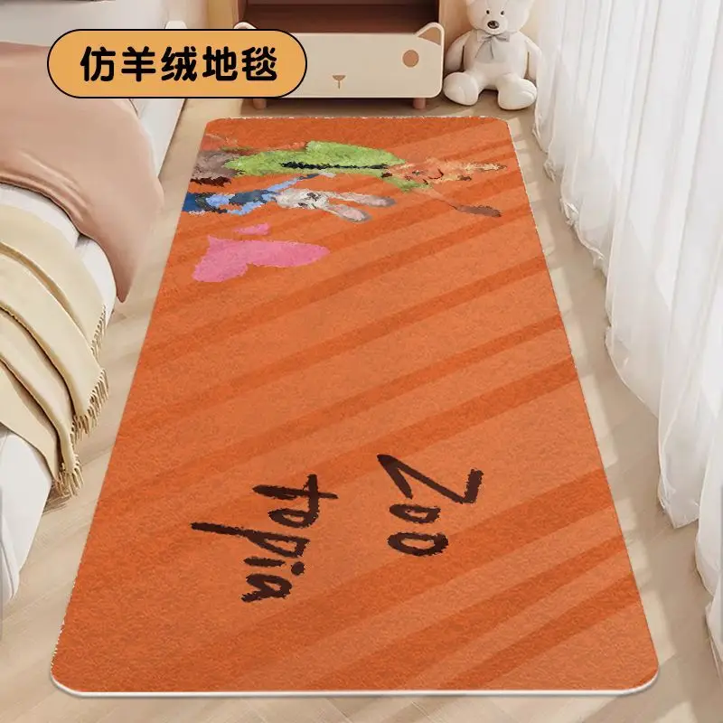 Disney Cartoon Zootopia Plush Carpet Judith Hopps Lounge Rug Nick Wilde Bedroom Bedside Rug Cute Zootropolis Floor Mat Decor