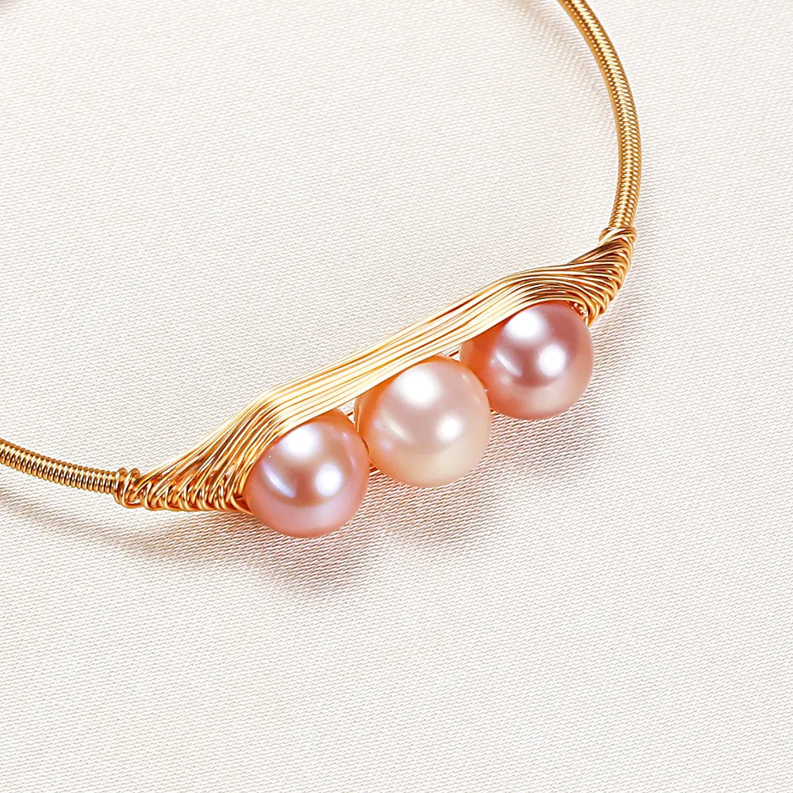 100 % natürliche Süßwasserperle, trendiges Erbsendesign, 14 Karat Gold gefüllt, Damen-Armreif, Schmuck, Frauen, Geburtstagsgeschenke, kein Verblassen, günstig – Detail 3