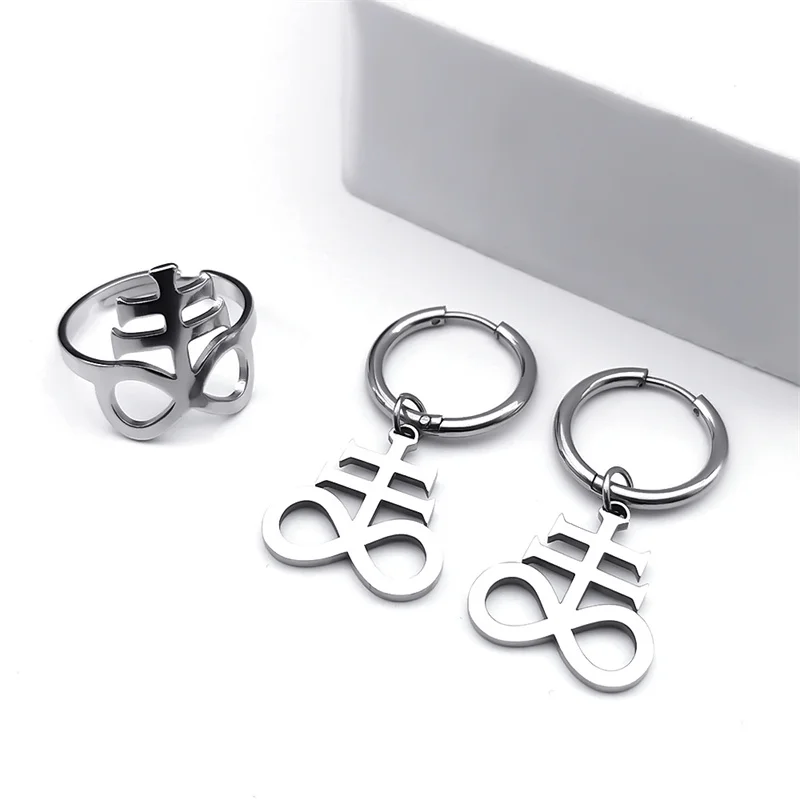Women's Stainless Steel Satan Cross Jewelry Set